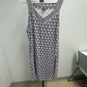 Talbots Navy and White Sleeveless Midi Dress